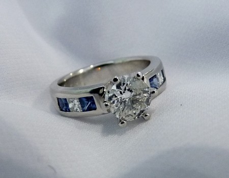 sapphire and diamond platinum engagement ring SilverStone Jewellery-custom-made